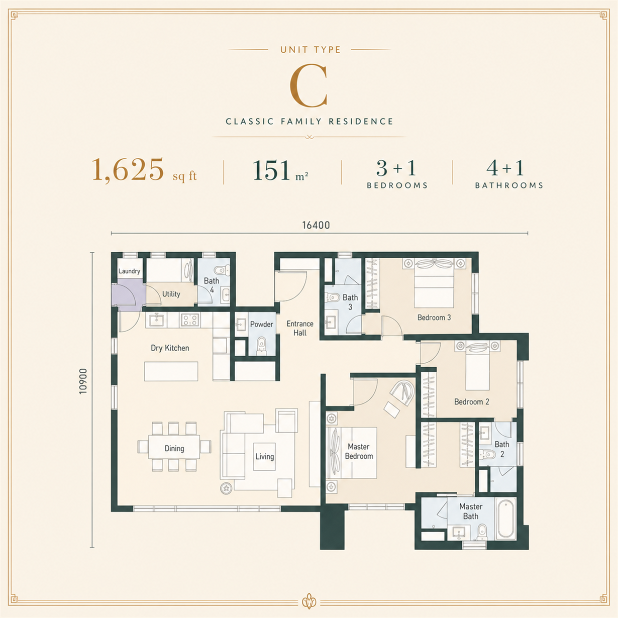 Cappella Embassy Type C floor plan for family living